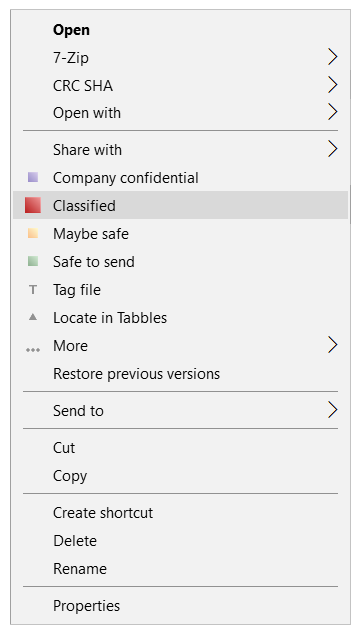 Tag classified files windows