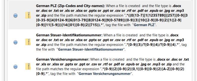 Data mine sensitive information German